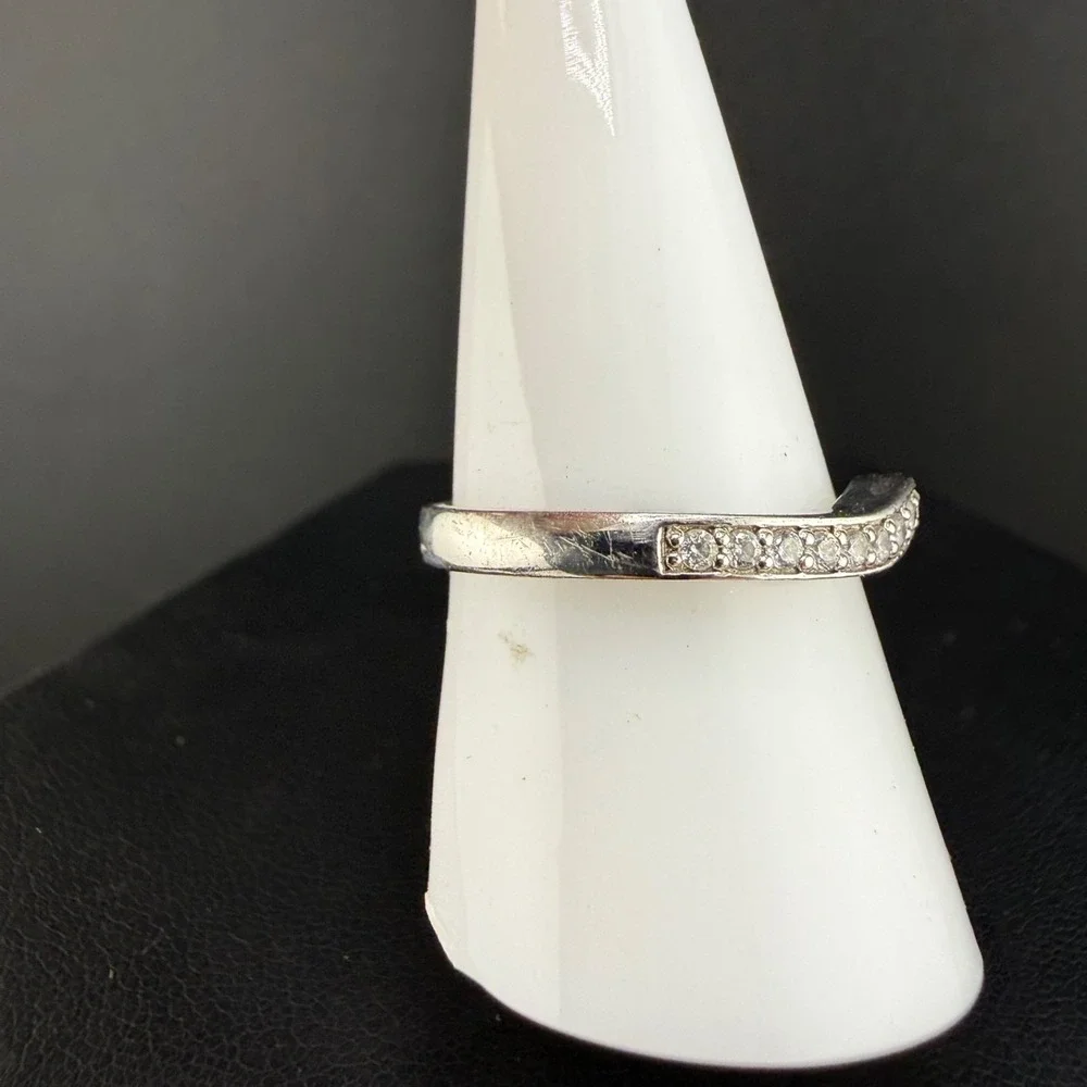 Vintage QVC Epiphany Sterling Silver Band Ring CZ Size 9